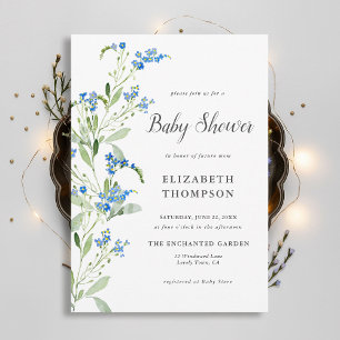 Wildflower Blue Floral Arch Elegant Baby Shower Invitation
