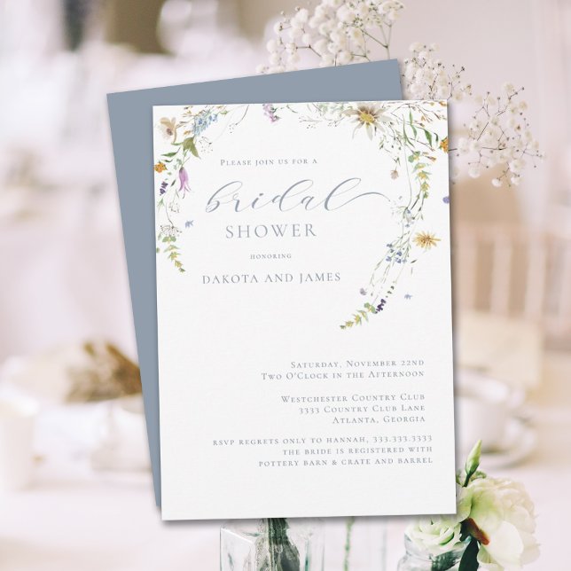  Wildflower Blue Floral Couples Bridal Shower Invitation (Creator Uploaded)