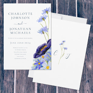 Wildflower Blue Rustic Invitation