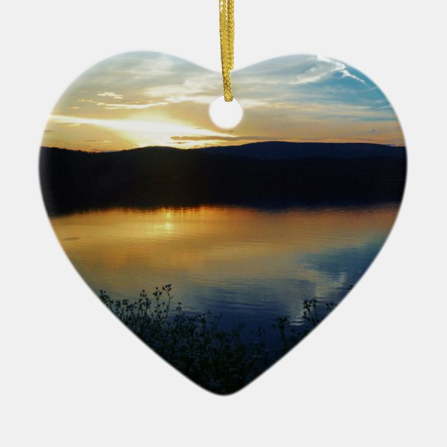 Wildflower, Blue sunset Ceramic Tree Decoration (Front)