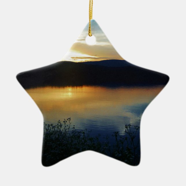 Wildflower, Blue sunset Ceramic Tree Decoration (Front)