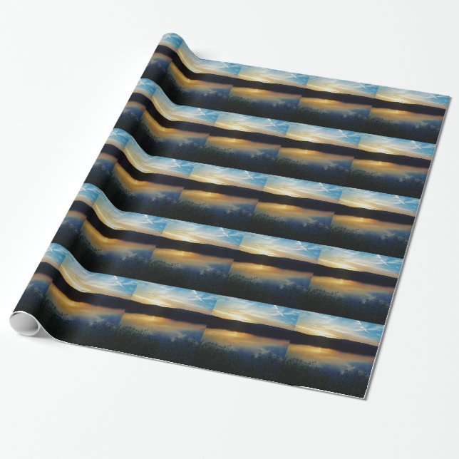 Wildflower, Blue sunset Wrapping Paper (Unrolled)