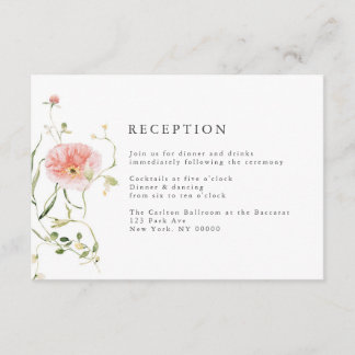 Wildflower Blue Watercolor Wedding Reception Enclosure Card