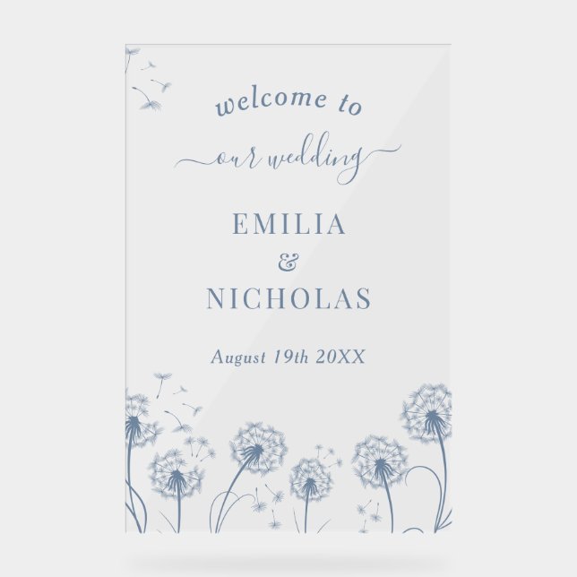  Wildflower Blue Wedding Welcome Sign (Front)