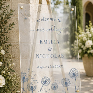 Wildflower Blue Wedding Welcome Sign