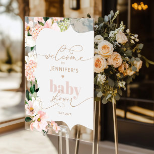 Wildflower blush pink bay shower Welcome Acrylic Sign