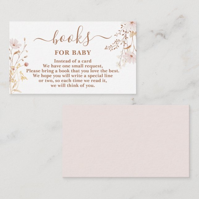 Wildflower blush Pink Books for Baby Girl Card (Front/Back)