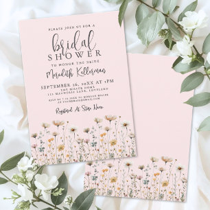 Wildflower Blush Pink Bridal Shower Invitation