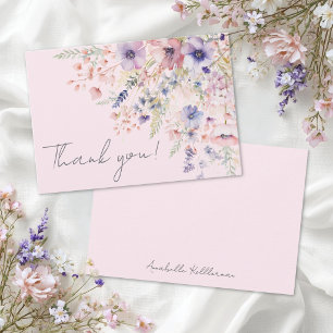 Wildflower Blush Pink Floral Thank You Card