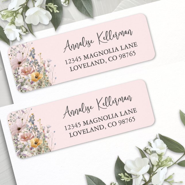 Wildflower Blush Pink Return Address (Wildflower Blush Pink Return Address Label )