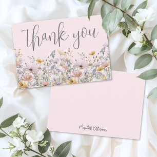 Wildflower Blush Pink Thank You Card
