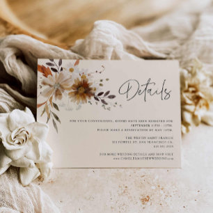 Wildflower Bohemian Wedding Details Card