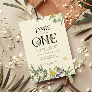 Wildflower Boho 1st Birthday Girl Invitation