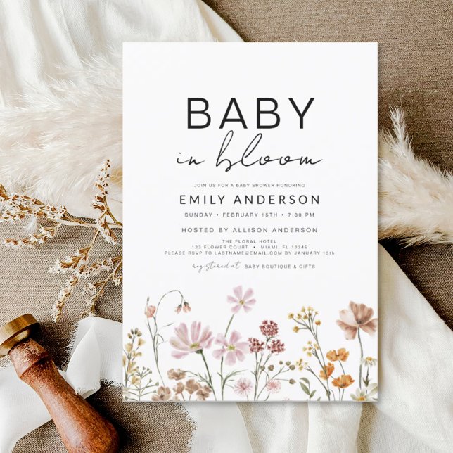 Wildflower Boho Baby in Bloom Baby Shower Invitation (Creator Uploaded)