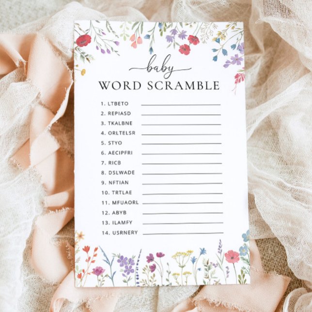 Wildflower Boho Baby Shower Game Word Scramble (Creator Uploaded)