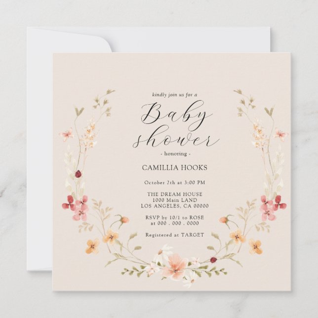 Wildflower Boho Baby Shower Invitation (Front)
