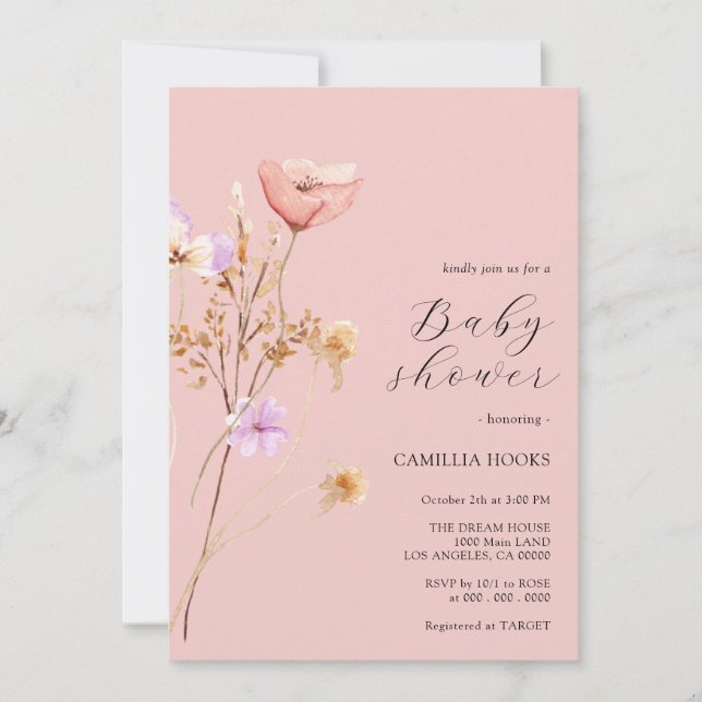 Wildflower Boho Baby Shower Invitation (Front)
