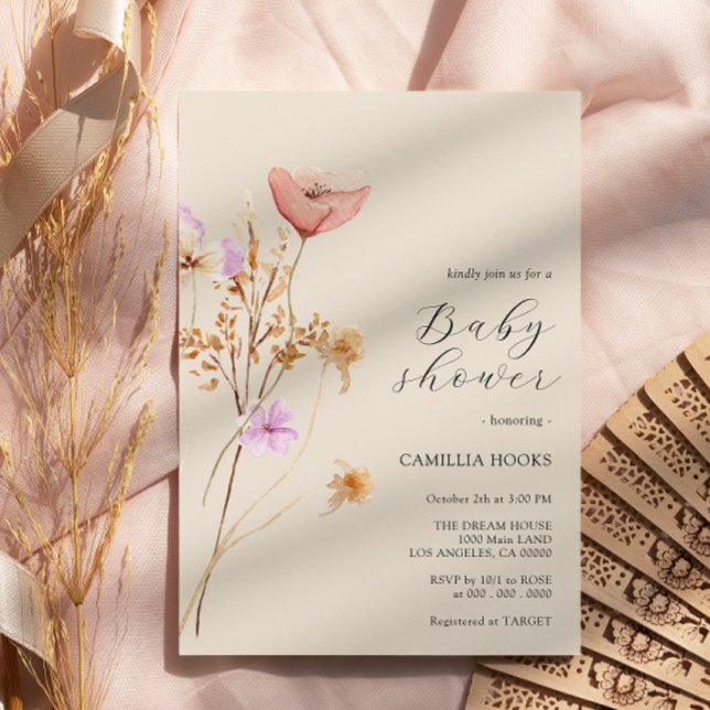 Wildflower Boho Baby Shower Invitation (Creator Uploaded)