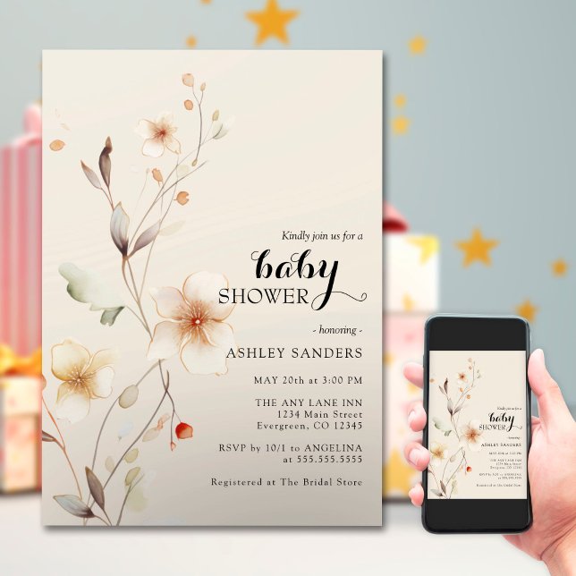 Wildflower Boho Baby Shower Invitation (Creator Uploaded)