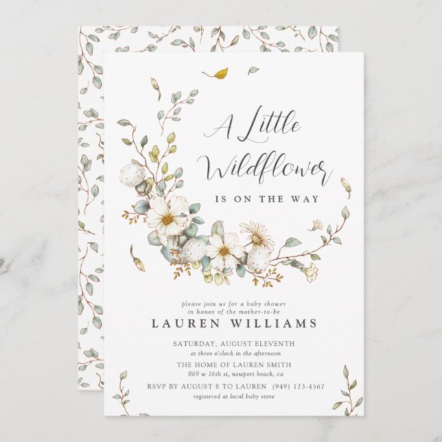 Wildflower Boho Baby Shower Invitation (Front/Back)