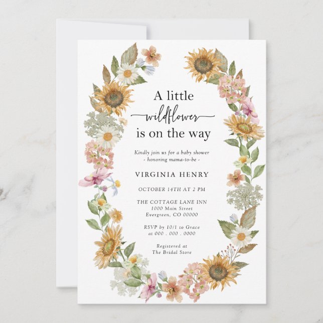 Wildflower Boho Baby Shower Invitation (Front)