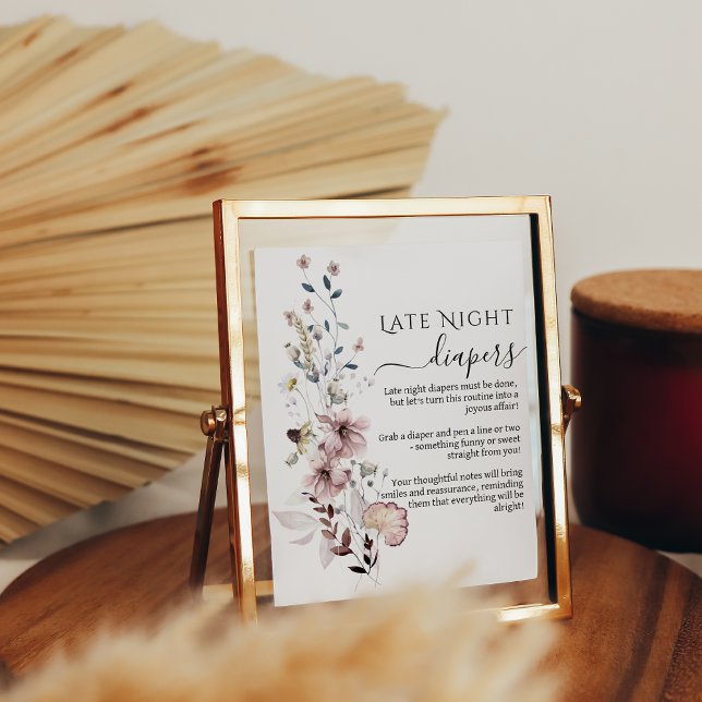 Wildflower boho Baby Shower Late Night Diapers Poster (Creator Uploaded)