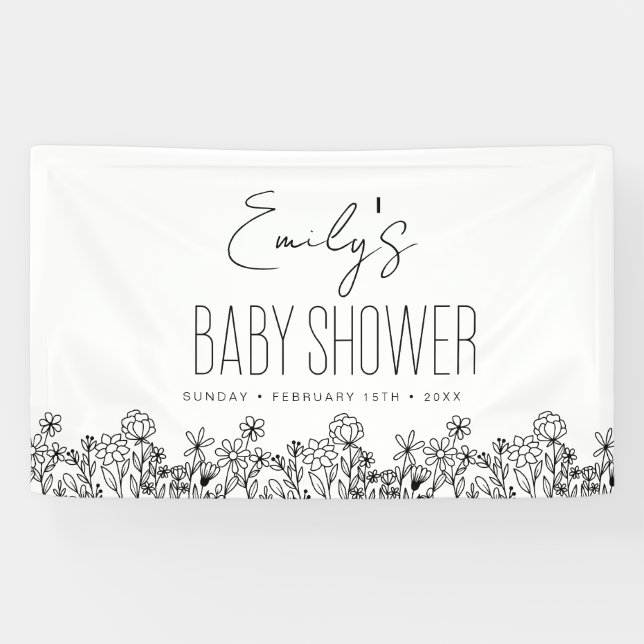 Wildflower Boho Baby Shower Modern Elegant Banner (Horizontal)