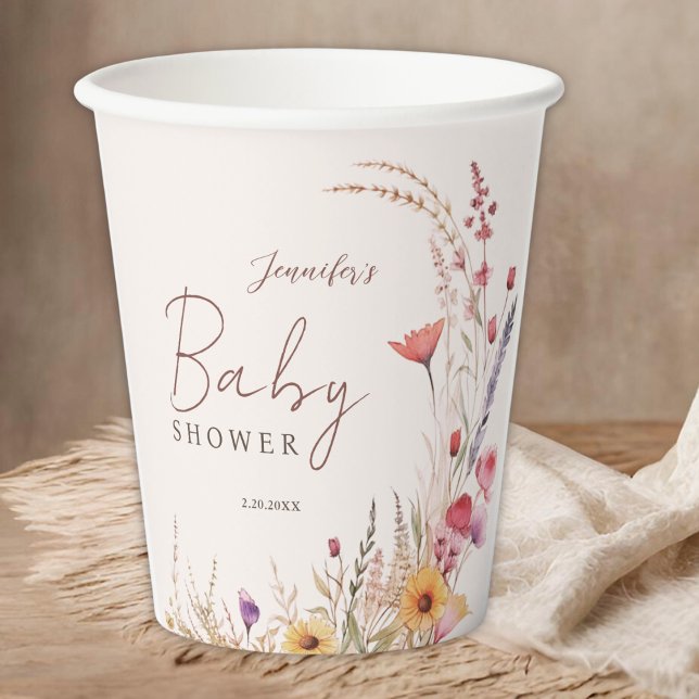 Wildflower Boho Baby Shower Paper Cups (Creator Uploaded)