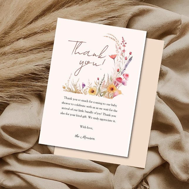 Wildflower Boho Baby Shower Thank You Card (Creator Uploaded)