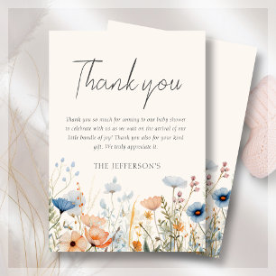 Wildflower Boho Baby Shower  Thank You Card