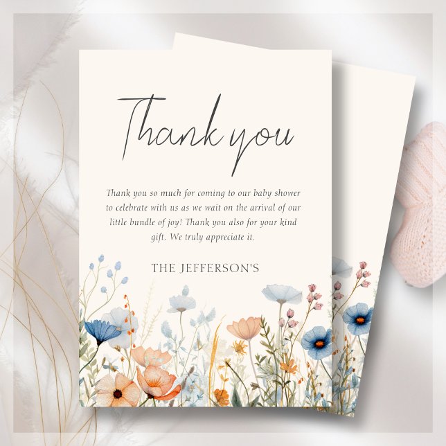 Wildflower Boho Baby Shower  Thank You Card (Creator Uploaded)