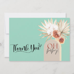 Wildflower Boho Baby Shower Thank You Card Templat