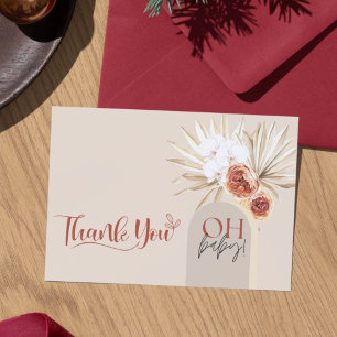Wildflower Boho Baby Shower Thank You Card Templat