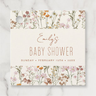 Wildflower Boho Baby Shower Watercolor In Bloom Favour Tags