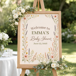 Wildflower Boho Baby Shower Welcome Sign