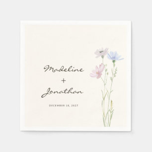 Wildflower Boho Beige Wedding Napkin