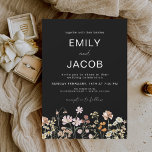Wildflower  Boho Black Botanical Wedding Invitation<br><div class="desc">Set the tone for your wildflower Black botanical wedding with enchanting invitation suites. The perfect way to announce your big day to your friends and family, these invitations will give your guests a sneak peek of the botanical beauty that awaits them. The invitation suite should reflect the beauty of the...</div>