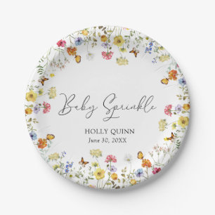Wildflower Boho Botanical Baby Sprinkle Paper Plate