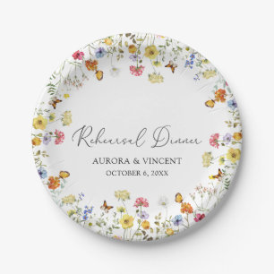 Wildflower Boho Botanical Rehearsal Dinner Paper Plate
