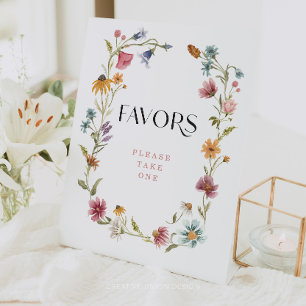 Wildflower Boho Bridal Shower Favours Tabletop Sig Pedestal Sign
