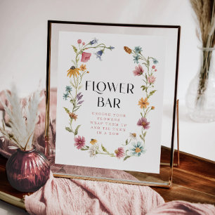 Wildflower Boho Bridal Shower Flower Bar Sign