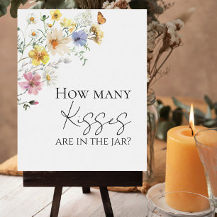 Wildflower Boho Bridal Shower How Many Kisses Sign