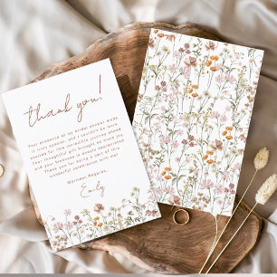 Wildflower Boho Bridal Shower Terracotta Thank You Card
