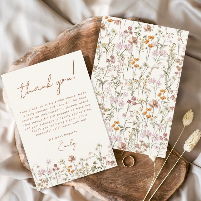 Wildflower Boho Bridal Shower Thank You Card (Creator Uploaded)