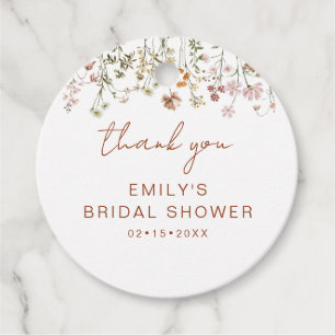 Wildflower Boho Bridal Shower Thank You Garden Favour Tags
