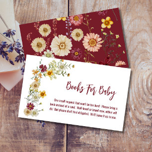 Wildflower boho burgundy books for baby enclosure card