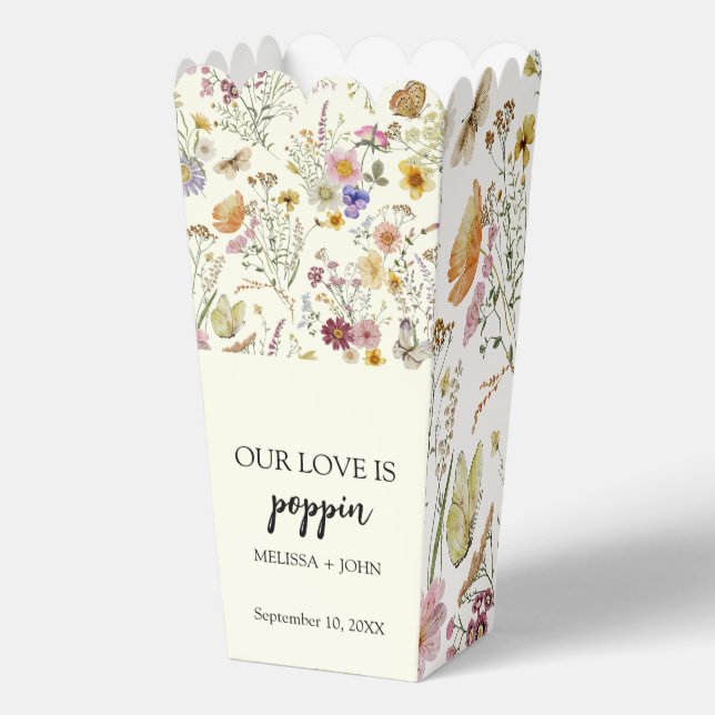 Wildflower Boho Butterfly Popcorn Favour Box (Front)