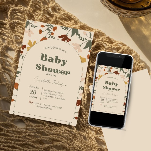 Wildflower Boho Chic Baby Shower Invitations (Creator Uploaded)