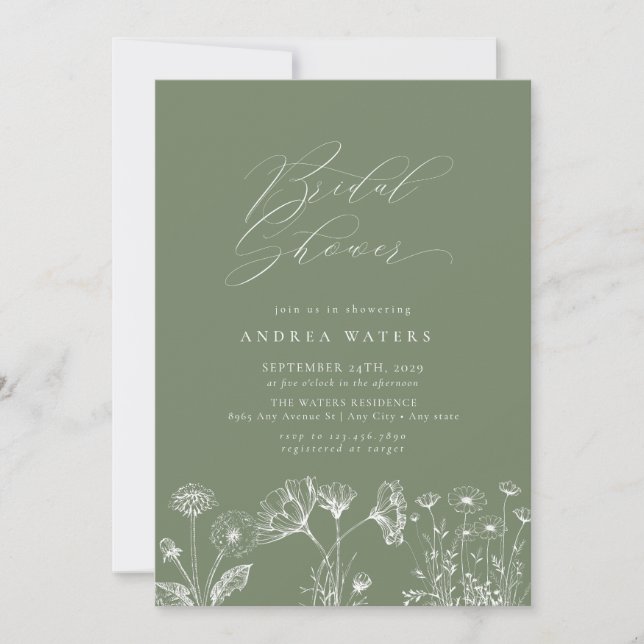 Wildflower Boho Chic Bridal Shower Invitation (Front)