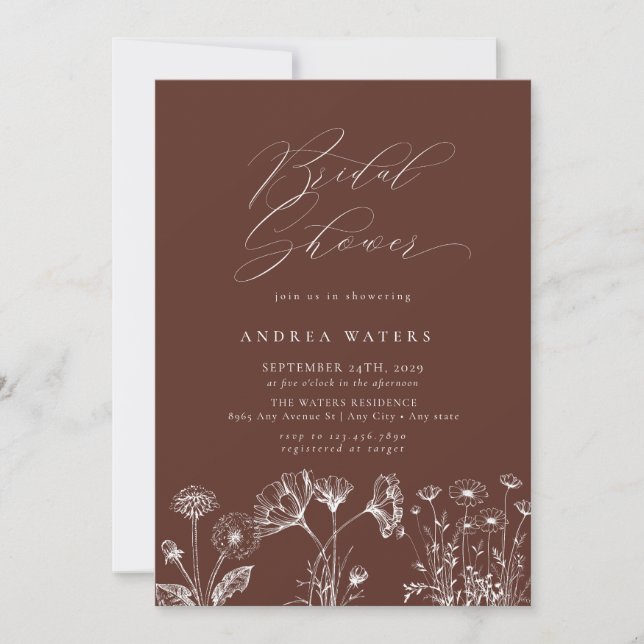 Wildflower Boho Chic Bridal Shower Invitation (Front)